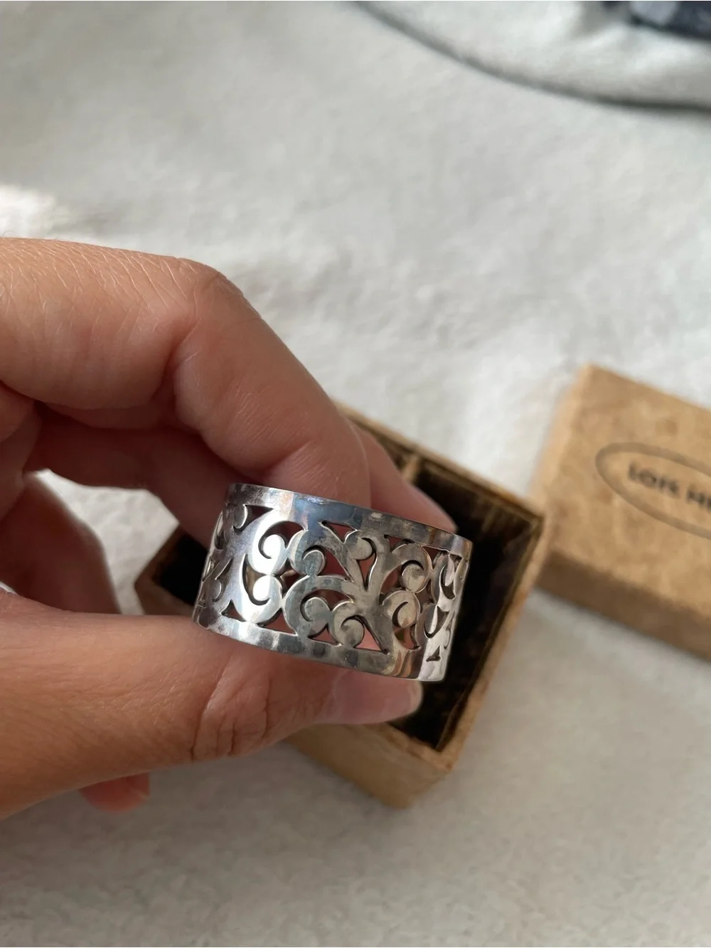 Lois Hill 925 Sterling Silver Filigree Napkin Ring Pair